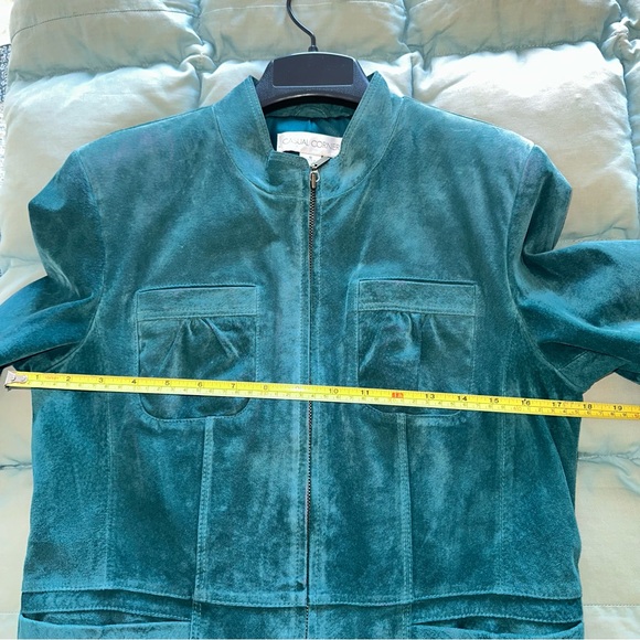 NWOT Casual Corner Teal Leather Suede Jacket size S - Picture 10 of 11